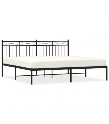 vidaXL Metal Bed Frame without Mattress with Headboard Black 180x200cm — Size: 180 x 200 cm — V0671975321