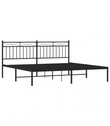 vidaXL Metal Bed Frame without Mattress with Headboard Black 180x200cm — Size: 180 x 200 cm — V0671975321