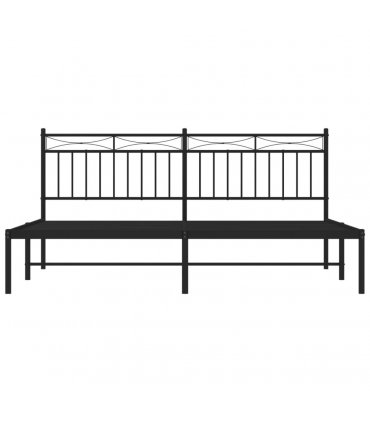 vidaXL Metal Bed Frame without Mattress with Headboard Black 180x200cm — Size: 180 x 200 cm — V0671975321
