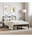 vidaXL Metal Bed Frame without Mattress with Headboard Black 120x190cm — Size: 120 x 190 cm — V0671975366