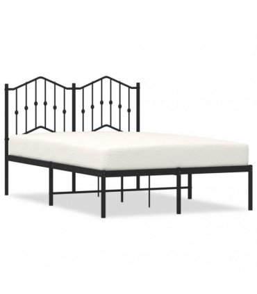 vidaXL Metal Bed Frame without Mattress with Headboard Black 120x190cm — Size: 120 x 190 cm — V0671975366