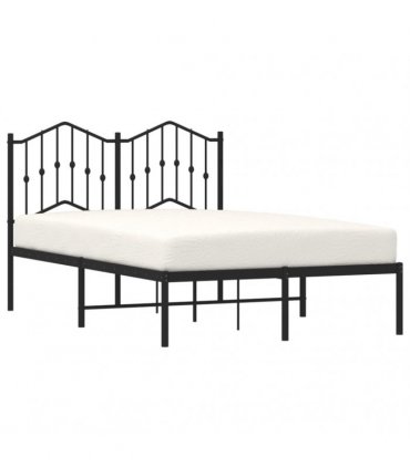 vidaXL Metal Bed Frame without Mattress with Headboard Black 120x190cm — Size: 120 x 190 cm — V0671975366