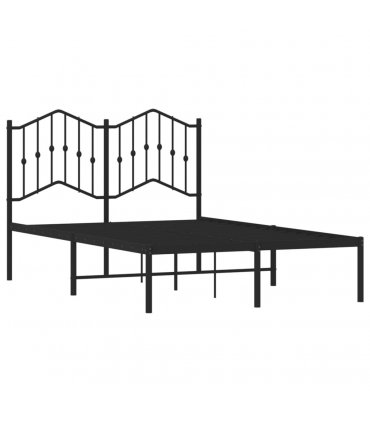 vidaXL Metal Bed Frame without Mattress with Headboard Black 120x190cm — Size: 120 x 190 cm — V0671975366