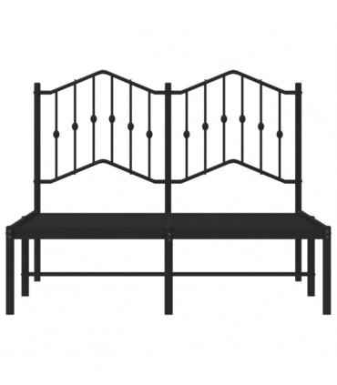 vidaXL Metal Bed Frame without Mattress with Headboard Black 120x190cm — Size: 120 x 190 cm — V0671975366