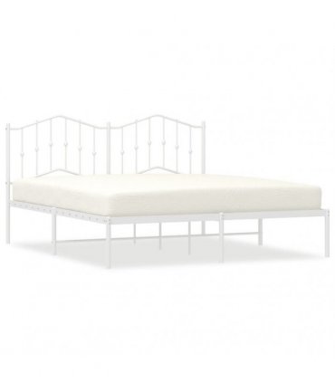 vidaXL Metal Bed Frame without Mattress with Headboard White 160x200cm — Size: 160 x 200 cm — V0671975387
