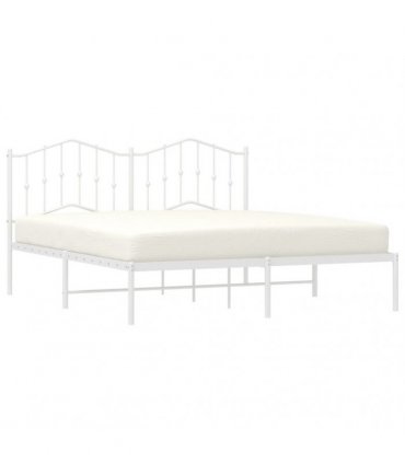 vidaXL Metal Bed Frame without Mattress with Headboard White 160x200cm — Size: 160 x 200 cm — V0671975387