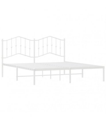 vidaXL Metal Bed Frame without Mattress with Headboard White 160x200cm — Size: 160 x 200 cm — V0671975387