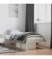 vidaXL Metal Bed Frame without Mattress with Headboard White 75x190cm — Size: 75 x 190 cm — V0671975394