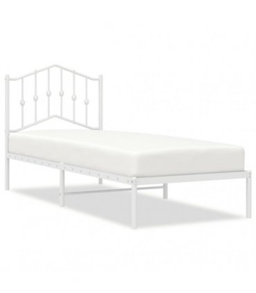 vidaXL Metal Bed Frame without Mattress with Headboard White 75x190cm — Size: 75 x 190 cm — V0671975394