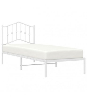 vidaXL Metal Bed Frame without Mattress with Headboard White 75x190cm — Size: 75 x 190 cm — V0671975394