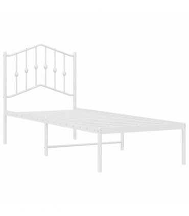 vidaXL Metal Bed Frame without Mattress with Headboard White 75x190cm — Size: 75 x 190 cm — V0671975394