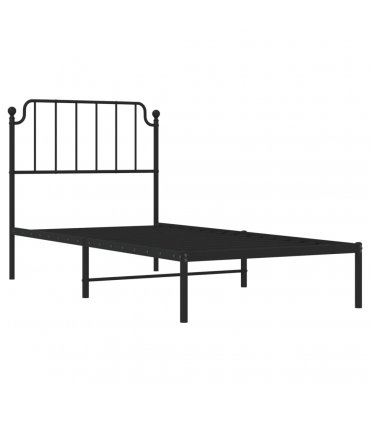 vidaXL Metal Bed Frame without Mattress with Headboard Black 90x200cm — Size: 90 x 200 cm — V0671975475