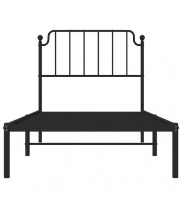 vidaXL Metal Bed Frame without Mattress with Headboard Black 90x200cm — Size: 90 x 200 cm — V0671975475