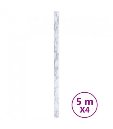 vidaXL Furniture Stickers Self-Adhesive Marble White 90x500 cm PVC — Size: 90 x 500 cm (4 pcs)