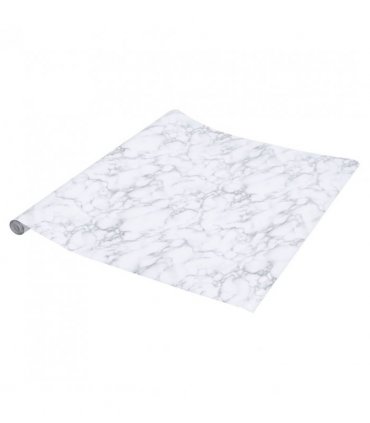 vidaXL Furniture Stickers Self-Adhesive Marble White 90x500 cm PVC — Size: 90 x 500 cm (2 pcs)