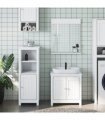vidaXL 3 Piece Bathroom Furniture Set BERG White Solid Wood Pine — Size: 40 x 34 x 110 cm