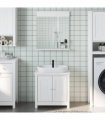 vidaXL 2 Piece Bathroom Furniture Set BERG White Solid Wood Pine — Size: 60 x 34 x 59 cm