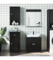 vidaXL 4 Piece Bathroom Furniture Set BERG Black Solid Wood Pine — Size: 40 x 34 x 80 cm