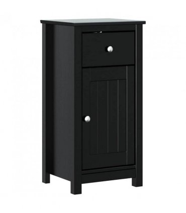 vidaXL 4 Piece Bathroom Furniture Set BERG Black Solid Wood Pine — Size: 40 x 34 x 80 cm