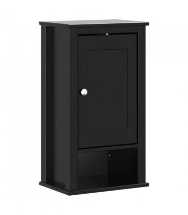 vidaXL 4 Piece Bathroom Furniture Set BERG Black Solid Wood Pine — Size: 40 x 34 x 80 cm
