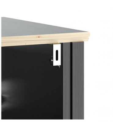 vidaXL 2 Piece Bathroom Furniture Set BERG Black Solid Wood Pine — Size: 60 x 34 x 59 cm