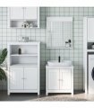 vidaXL 3 Piece Bathroom Furniture Set BERG White Solid Wood Pine — Size: 69.5 x 34 x 110 cm