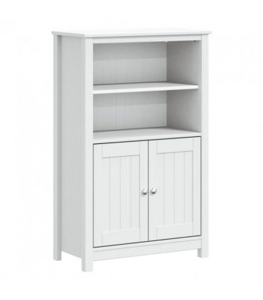 vidaXL 3 Piece Bathroom Furniture Set BERG White Solid Wood Pine — Size: 69.5 x 34 x 110 cm
