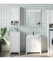vidaXL 3 Piece Bathroom Furniture Set BERG White Solid Wood Pine — Size: 40 x 27 x 71.5 cm