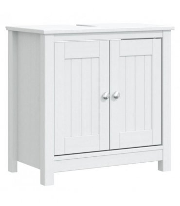 vidaXL 3 Piece Bathroom Furniture Set BERG White Solid Wood Pine — Size: 40 x 27 x 71.5 cm