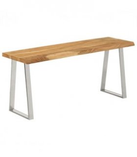 vidaXL Bench with Live Edge 105 cm Solid Wood Acacia — Colour: silver
