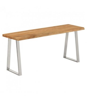 vidaXL Bench with Live Edge 105 cm Solid Wood Acacia — Colour: silver