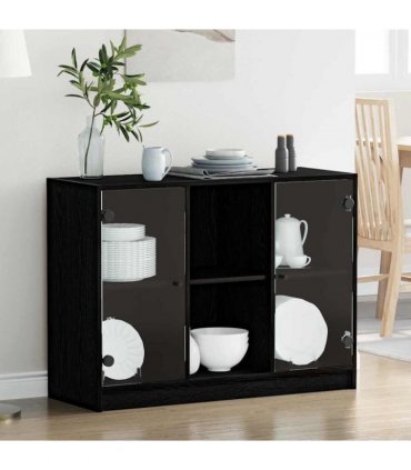 vidaXL Sideboard Black Oak 100 x 37 x 75.5 cm