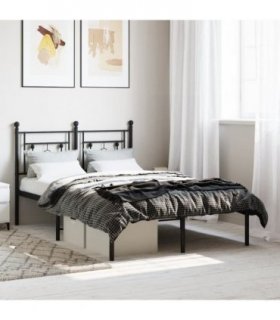 vidaXL Metal Bed Frame without Mattress with Headboard Black 120x200cm — Size: 120 x 200 cm — V0671975602