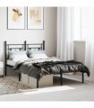 vidaXL Metal Bed Frame without Mattress with Headboard Black 120x200cm — Size: 120 x 200 cm — V0671975602