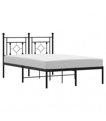 vidaXL Metal Bed Frame without Mattress with Headboard Black 120x200cm — Size: 120 x 200 cm — V0671975602