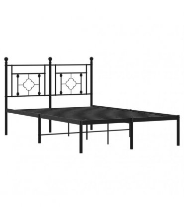 vidaXL Metal Bed Frame without Mattress with Headboard Black 120x200cm — Size: 120 x 200 cm — V0671975602
