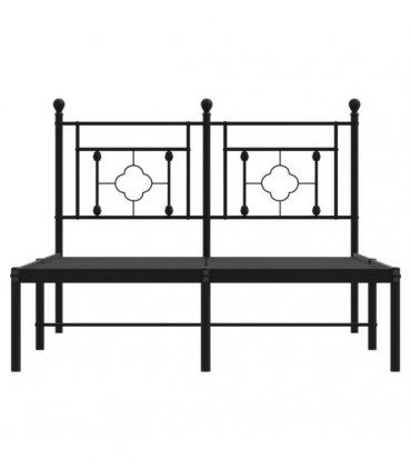 vidaXL Metal Bed Frame without Mattress with Headboard Black 120x200cm — Size: 120 x 200 cm — V0671975602