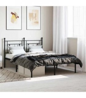 vidaXL Metal Bed Frame without Mattress with Headboard Black 140x200cm — Size: 140 x 200 cm — V0671975617