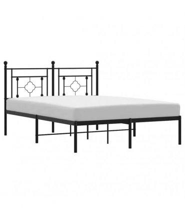 vidaXL Metal Bed Frame without Mattress with Headboard Black 140x200cm — Size: 140 x 200 cm — V0671975617