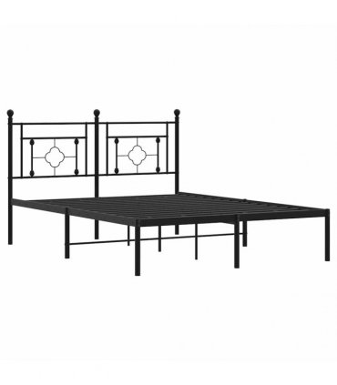 vidaXL Metal Bed Frame without Mattress with Headboard Black 140x200cm — Size: 140 x 200 cm — V0671975617