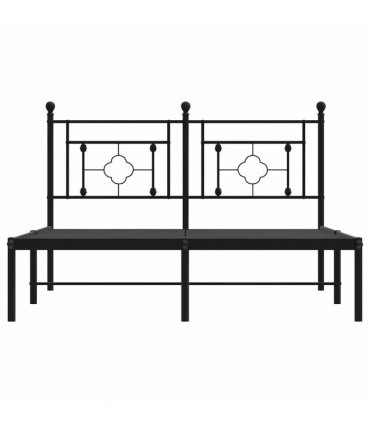 vidaXL Metal Bed Frame without Mattress with Headboard Black 140x200cm — Size: 140 x 200 cm — V0671975617