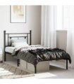 vidaXL Metal Bed Frame without Mattress with Headboard Black 90x190cm — Size: 90 x 190 cm — V0671975618