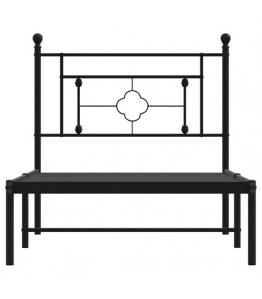 vidaXL Metal Bed Frame without Mattress with Headboard Black 90x190cm — Size: 90 x 190 cm — V0671975618