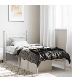 vidaXL Metal Bed Frame without Mattress with Headboard White 75x190cm — Size: 75 x 190 cm — V0671975636