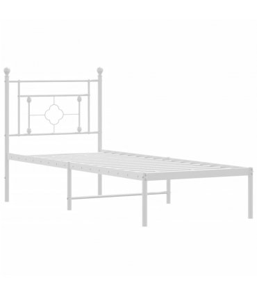 vidaXL Metal Bed Frame without Mattress with Headboard White 75x190cm — Size: 75 x 190 cm — V0671975636