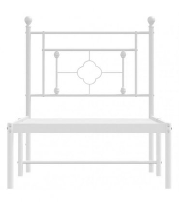 vidaXL Metal Bed Frame without Mattress with Headboard White 75x190cm — Size: 75 x 190 cm — V0671975636
