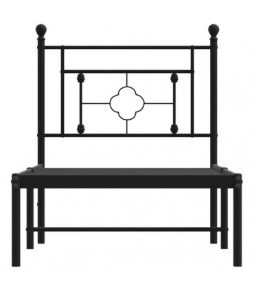 vidaXL Metal Bed Frame without Mattress with Headboard Black 75x190cm — Size: 75 x 190 cm — V0671975639