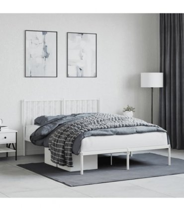 vidaXL Metal Bed Frame without Mattress with Headboard White 140x190cm — Size: 140 x 190 cm — V0671975657