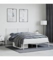 vidaXL Metal Bed Frame without Mattress with Headboard White 140x190cm — Size: 140 x 190 cm — V0671975657