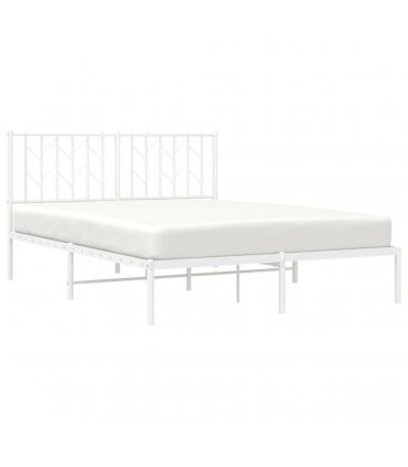 vidaXL Metal Bed Frame without Mattress with Headboard White 140x190cm — Size: 140 x 190 cm — V0671975657
